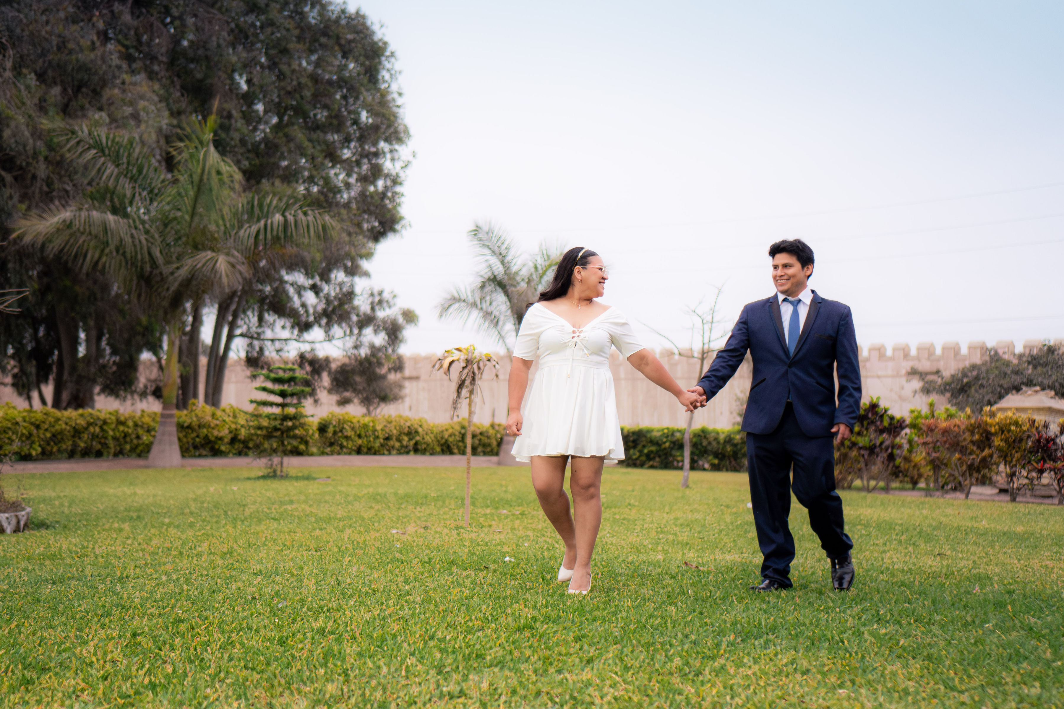 Elegant wedding couple in a beautiful landscape